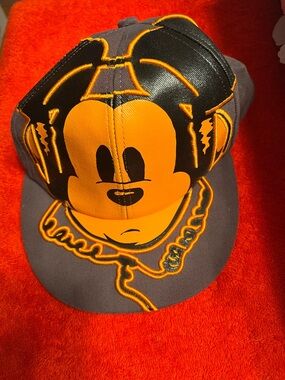 Disney Parks Limited Edition Mickey Mouse Orange & Black Character Snapback Hat